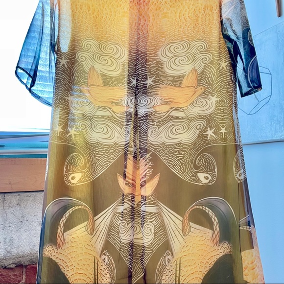 Silk print dress high-low, sheer & lined  $40 - Picture 5 of 15